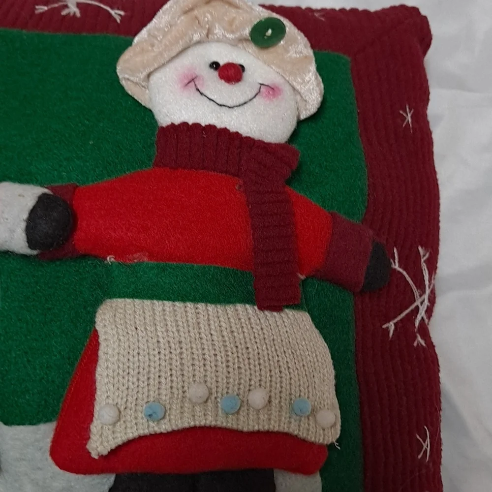 Santa and Mrs. Clause 3D Doll Snowman Decorative Christmas Holiday Pillow